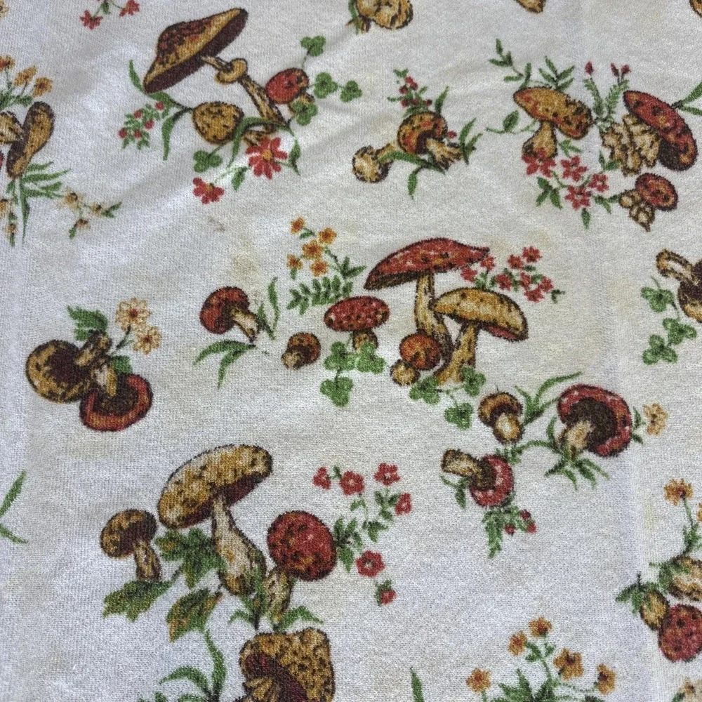 1960s Vintage Mushroom Tablecloth 52 X 66
